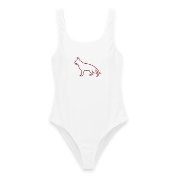 Hund Silhouette - Frauen Badeanzug - Weiß - Vorne - AI Model Female 172 dark (172cm)