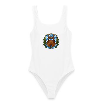 Bayerisches Lederhosen Wappen - Frauen Badeanzug - Weiß - Vorne - AI Model Female 172 dark (172cm)
