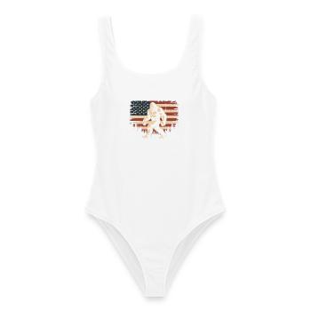 American Flag Bigfoot Yeti Patriotic Forest - Frauen Badeanzug - Weiß - Vorne - AI Model Female 172 dark (172cm)