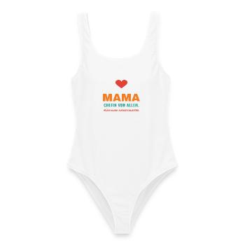 Mama – Chefin von allem - Frauen Badeanzug - Weiß - Vorne - AI Model Female 172 dark (172cm)