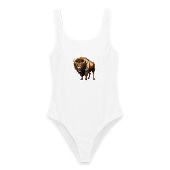 Amerikanischer Bison - Frauen Badeanzug - Weiß - Vorne - AI Model Female 172 dark (172cm)