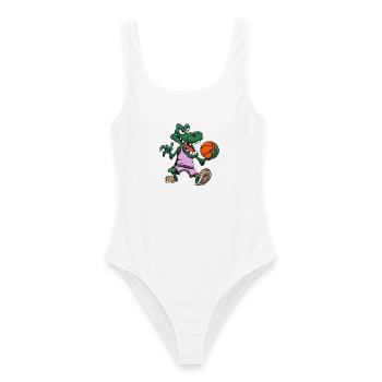 Alligator Basketball Krokodil - Frauen Badeanzug - Weiß - Vorne - AI Model Female 172 dark (172cm)