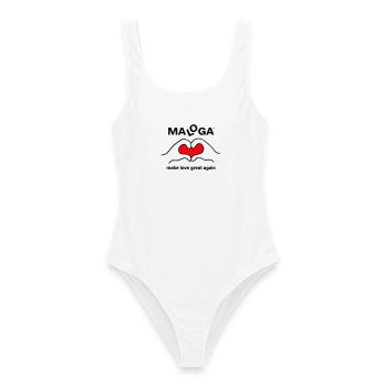 MALOGA - Make Love Great Again - Frauen Badeanzug - Weiß - Vorne - AI Model Female 172 dark (172cm)