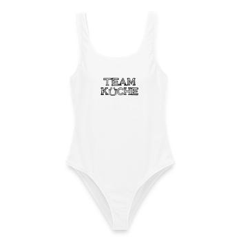 Team Küche Schriftzug handgezeichnet - Frauen Badeanzug - Weiß - Vorne - AI Model Female 172 dark (172cm)