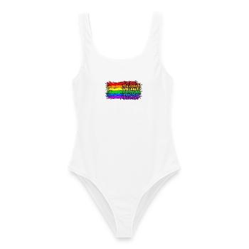 Regenbogenfrieden Liebe Vielfalt - Frauen Badeanzug - Weiß - Vorne - AI Model Female 172 dark (172cm)