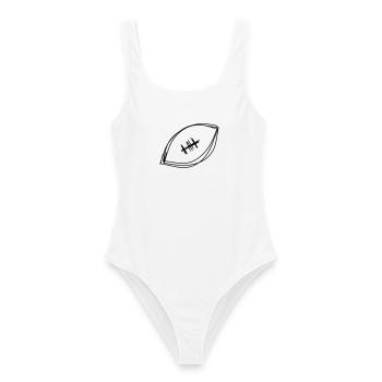 Football handgezeichnet - Frauen Badeanzug - Weiß - Vorne - AI Model Female 172 dark (172cm)