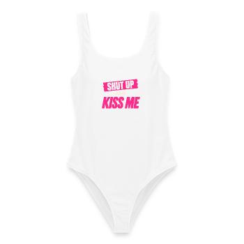 Shut Up And Kiss Me Küss Mich Einfach Valentinstag - Frauen Badeanzug - Weiß - Vorne - AI Model Female 172 dark (172cm)