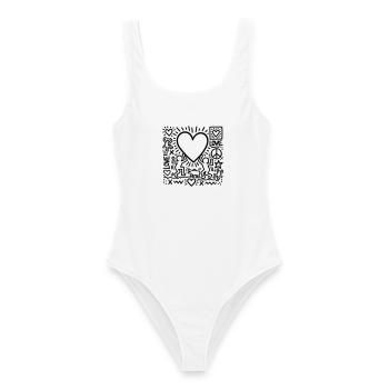 LOVE - Frauen Badeanzug - Weiß - Vorne - AI Model Female 172 dark (172cm)