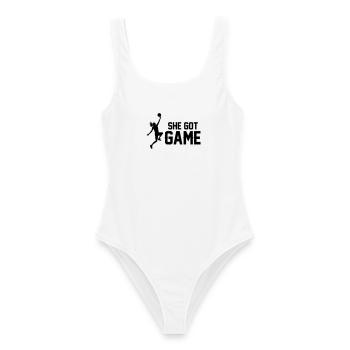Frauen Basketball - Frauen Badeanzug - Weiß - Vorne - AI Model Female 172 dark (172cm)