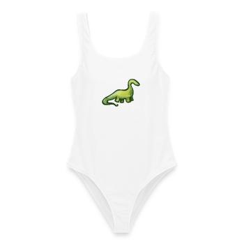 Salbeigrüner Aquarell-Dino - Frauen Badeanzug - Weiß - Vorne - AI Model Female 172 dark (172cm)