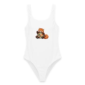 Roter Panda quiltet von Hand - Frauen Badeanzug - Weiß - Vorne - AI Model Female 172 dark (172cm)