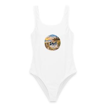 Darß Westküstenzauber Strandbild - Frauen Badeanzug - Weiß - Vorne - AI Model Female 172 dark (172cm)