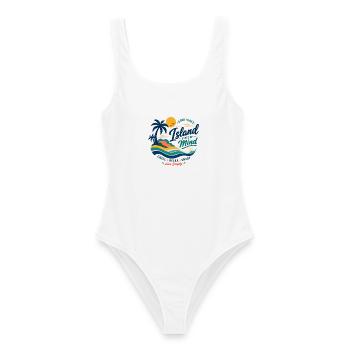 Island Mind – Gute Vibes Insel - Frauen Badeanzug - Weiß - Vorne - AI Model Female 172 dark (172cm)