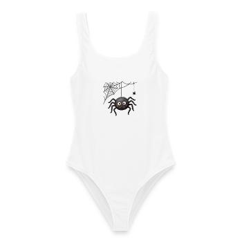 Spinne im Netz Halloween-Anhänger - Frauen Badeanzug - Weiß - Vorne - AI Model Female 172 dark (172cm)