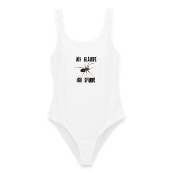 Ich glaube ich spinne - Spinne Spruch - Frauen Badeanzug - Weiß - Vorne - AI Model Female 172 dark (172cm)