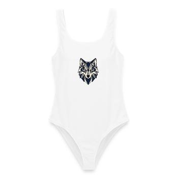 Geometrischer Wolf Kopf Dreiecke Vektor Shirt - Frauen Badeanzug - Weiß - Vorne - AI Model Female 172 dark (172cm)