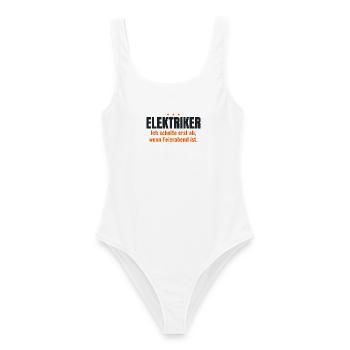 Elektriker Shirt – Ich schalte bei Feierabend ab - Frauen Badeanzug - Weiß - Vorne - AI Model Female 172 dark (172cm)