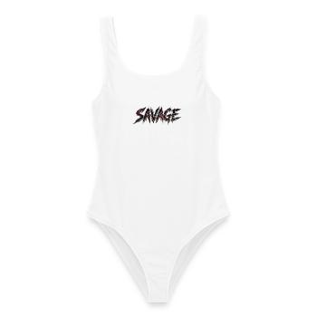 Wilde Glyphen - Frauen Badeanzug - Weiß - Vorne - AI Model Female 172 dark (172cm)