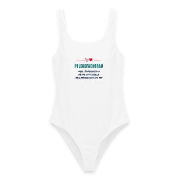 Pflegefachfrau – Superheldin Pflege Spruch - Frauen Badeanzug - Weiß - Vorne - AI Model Female 172 dark (172cm)