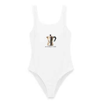 Kaffee Shirt - Frauen Badeanzug - Weiß - Vorne - AI Model Female 172 dark (172cm)