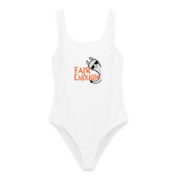 Fair Enough Witty Funny Sarcastic Spruch Logo Lama - Frauen Badeanzug - Weiß - Vorne - AI Model Female 172 dark (172cm)
