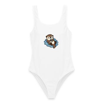 Otter Fisch Wasser Niedlich Tier Vektor Shirt - Frauen Badeanzug - Weiß - Vorne - AI Model Female 172 dark (172cm)