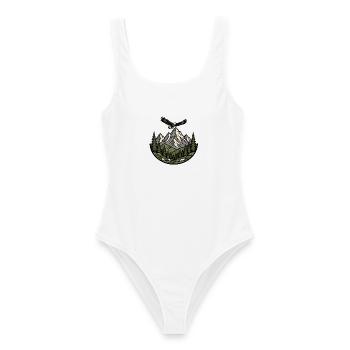 Berge Adler Wald Emblem Wandern Natur Vektor Shirt - Frauen Badeanzug - Weiß - Vorne - AI Model Female 172 dark (172cm)