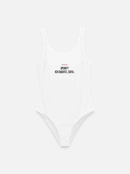 Sport? Ich dachte, Sofa. - Frauen Badeanzug - Weiß