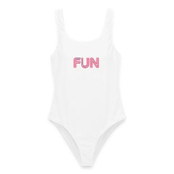 Fun Slogan - Spass - funny - Spaß - Frauen Badeanzug - Weiß - Vorne - AI Model Female 172 dark (172cm)