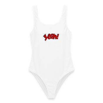 Yeah! Knallrot Ausdruck - Frauen Badeanzug - Weiß - Vorne - AI Model Female 172 dark (172cm)