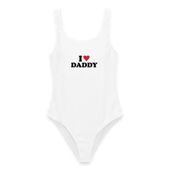 i love daddy - Women's Swimsuit - white - Front - AI Model Female 172 dark (172cm)