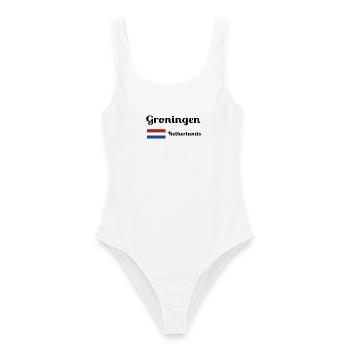 Groningue, Pays-Bas - Imprimés élégants - Maillot de bain femme - blanc - Devant - AI Model Female 172 dark (172cm)