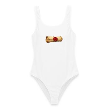 Parchemin de papyrus au sceau rouge - Maillot de bain femme - blanc - Devant - AI Model Female 172 dark (172cm)