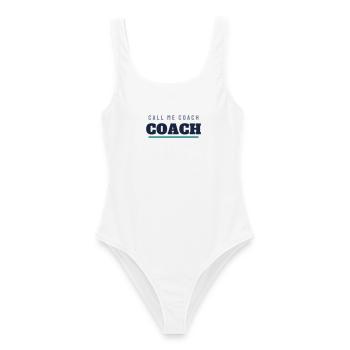 Coach College Schriftzug - Trainer Team Verein - Frauen Badeanzug - Weiß - Vorne - AI Model Female 172 dark (172cm)