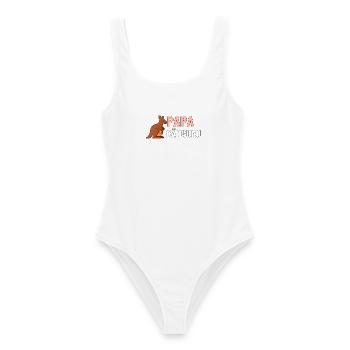 Papa Känguru – Geschenkshirt für neue Väter - Frauen Badeanzug - Weiß - Vorne - AI Model Female 172 dark (172cm)