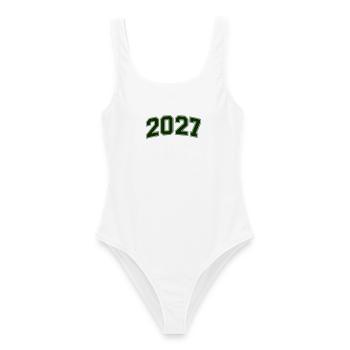 2027 Grüne Outline-Zahlen - Frauen Badeanzug - Weiß - Vorne - AI Model Female 172 dark (172cm)