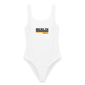 Berlin - Deutschland - Germany - Berliner Bär - Frauen Badeanzug - Weiß - Vorne - AI Model Female 172 dark (172cm)