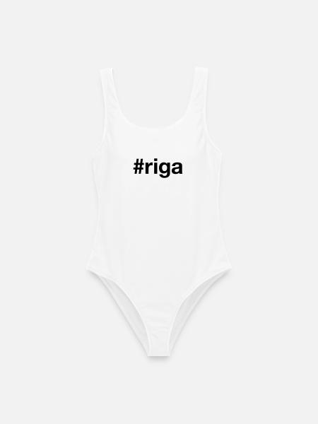 RIGA Hashtag Latvia Lettland - Frauen Badeanzug - Weiß
