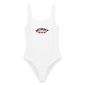 Maman / Fête des mères - Maillot de bain femme - blanc - Devant - AI Model Female 172 dark (172cm)
