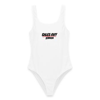Sales Guy - Zürich - Frauen Badeanzug - Weiß - Vorne - AI Model Female 172 dark (172cm)