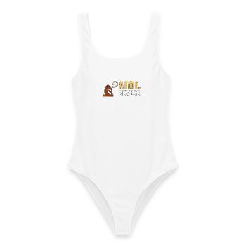 Atme. Bewege. – Rutschfeste Yoga-Fans – Yoga. - Frauen Badeanzug - Weiß - Vorne - AI Model Female 172 dark (172cm)
