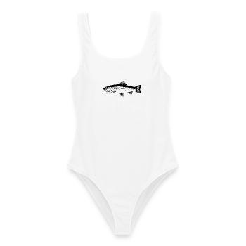 Forellen Angler Geschenk Idee Fliegenfischen - Frauen Badeanzug - Weiß - Vorne - AI Model Female 172 dark (172cm)