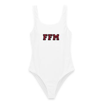 Frankfurt am Main FFM College Style - Frauen Badeanzug - Weiß - Vorne - AI Model Female 172 dark (172cm)
