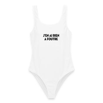 J'en ai rien à foutre / Humour / Drôle / Blague - Maillot de bain femme - blanc - Devant - AI Model Female 172 dark (172cm)