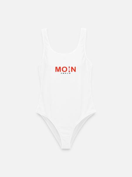 Moin Amrum, Leuchtturm Amrum, Nordsee, Deutschland - Frauen Badeanzug - Weiß
