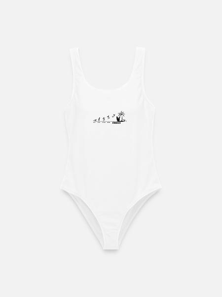 Endlich Freitag Strand Evolution - Frauen Badeanzug - Weiß