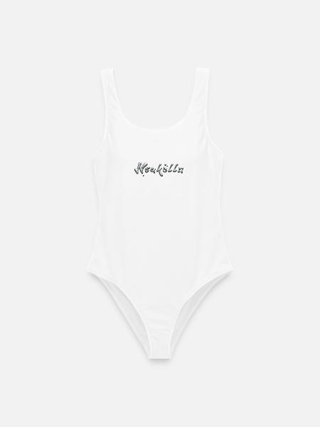 Neukölln Metallic Schrift - Frauen Badeanzug - Weiß