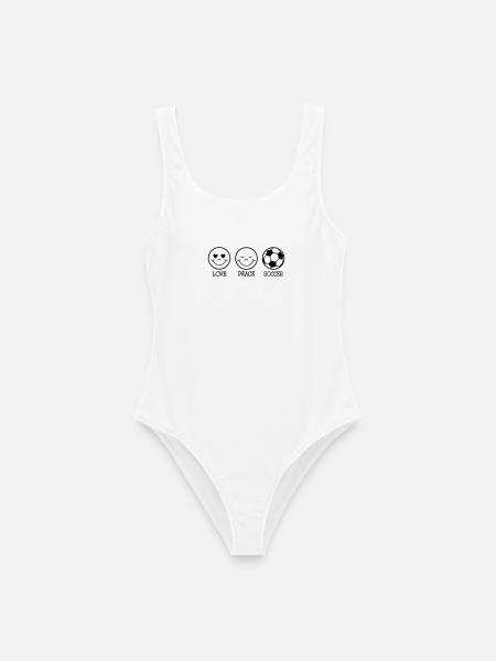 Love Peace Soccer - Frauen Badeanzug - Weiß