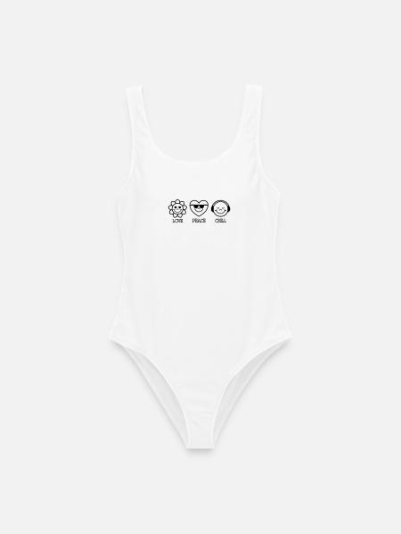 Love Peace Chill - Frauen Badeanzug - Weiß