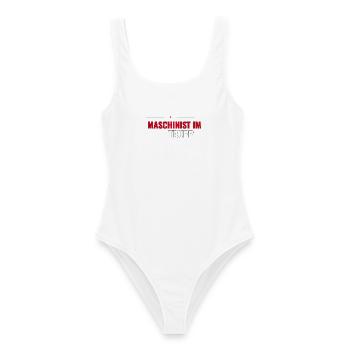 Maschinist im Trupp – Geschenk Jugendfeuerwehr - Frauen Badeanzug - Weiß - Vorne - AI Model Female 172 dark (172cm)